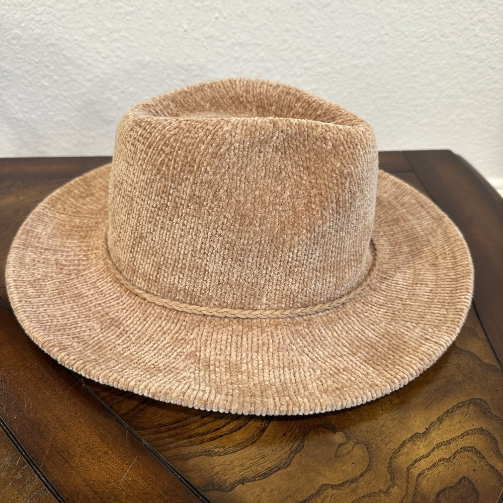 Anthropologie Velvet Floppy Soft Chenille Sun Hat Taupe‎ One Size Adjustable NWT - Picture 3 of 12
